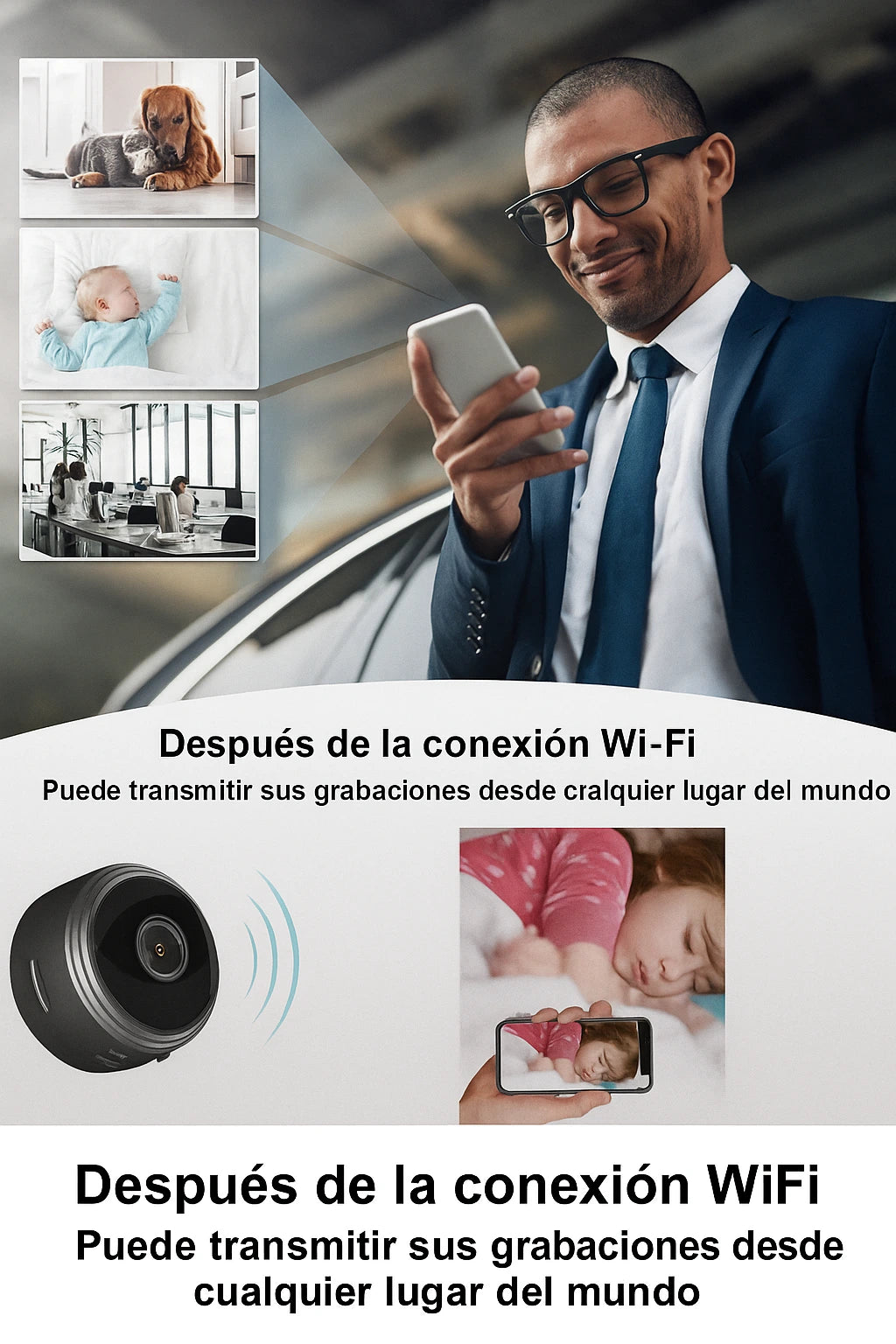 Cámara Mini Espía de seguridad Wifi - Negra