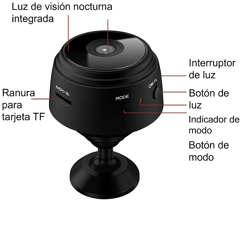 Cámara Mini Espía de seguridad Wifi - Negra