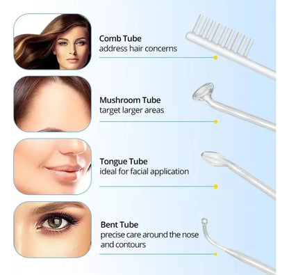 Kit de Alta Frecuencia Portátil 4 en 1 – Piel Limpia, Acné Controlado y Cabello Más Fuerte